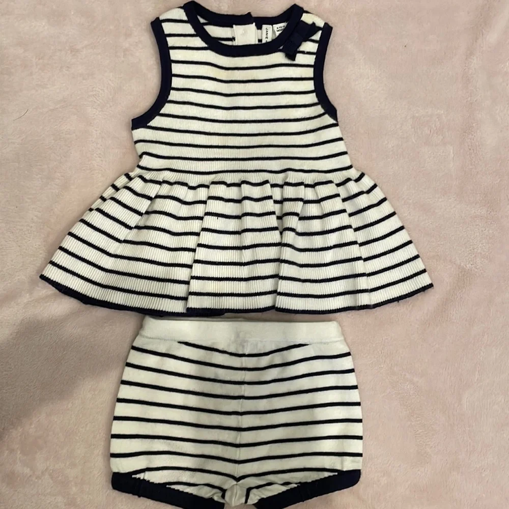 Janie and Jack blue and white stipe set - Picture 1 of 4